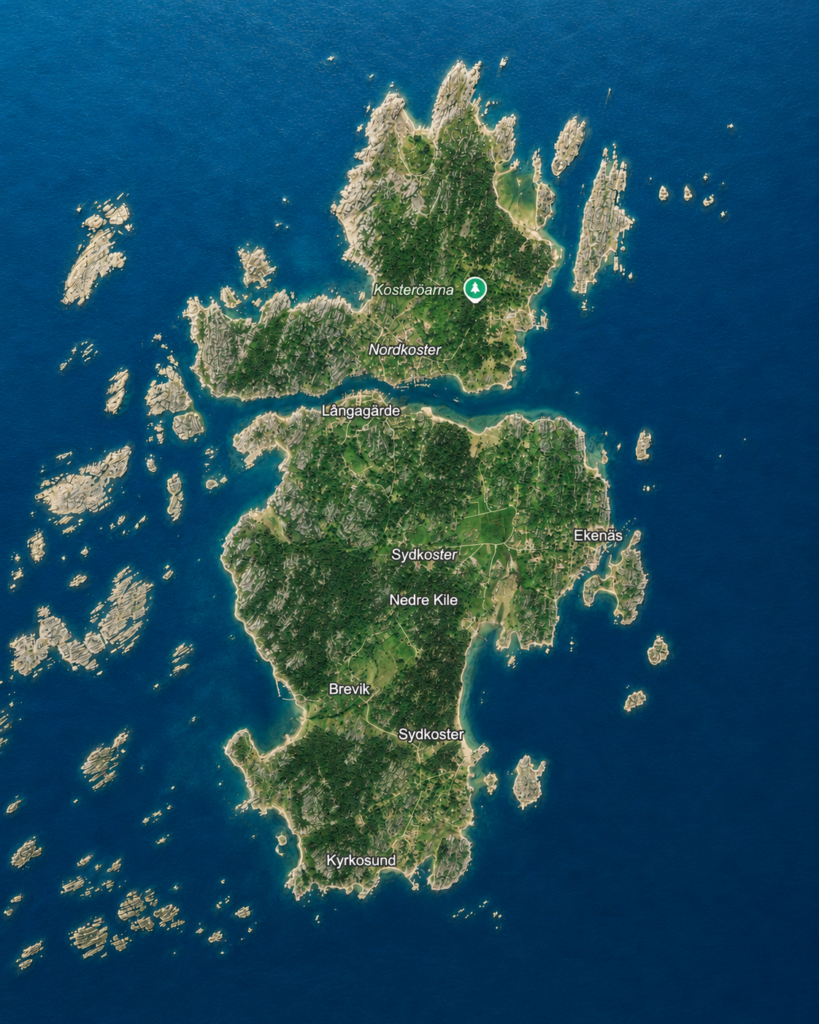 Map of the Koster Islands with Selin Charter’s Koster Boats